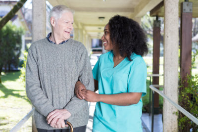 nurse and an elderly man