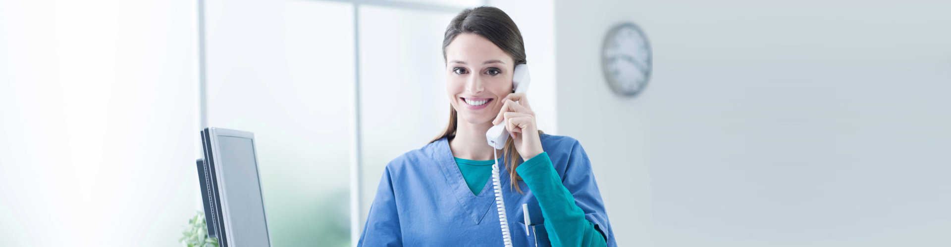 a woman on a telephone